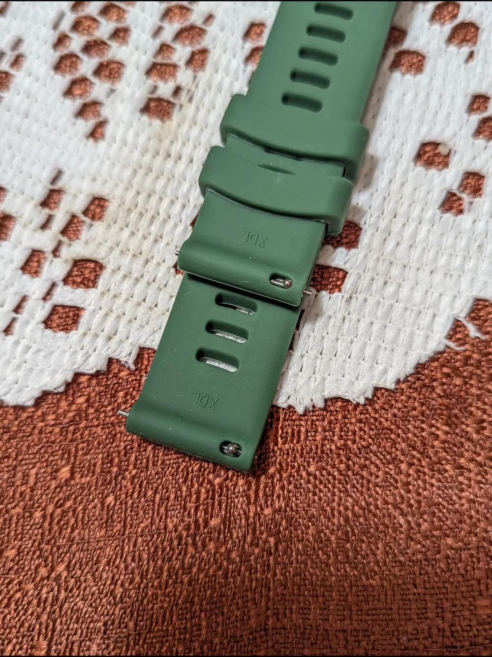 Women's XDL Green Silicone Watch Band with Silver Buckle-20 mm